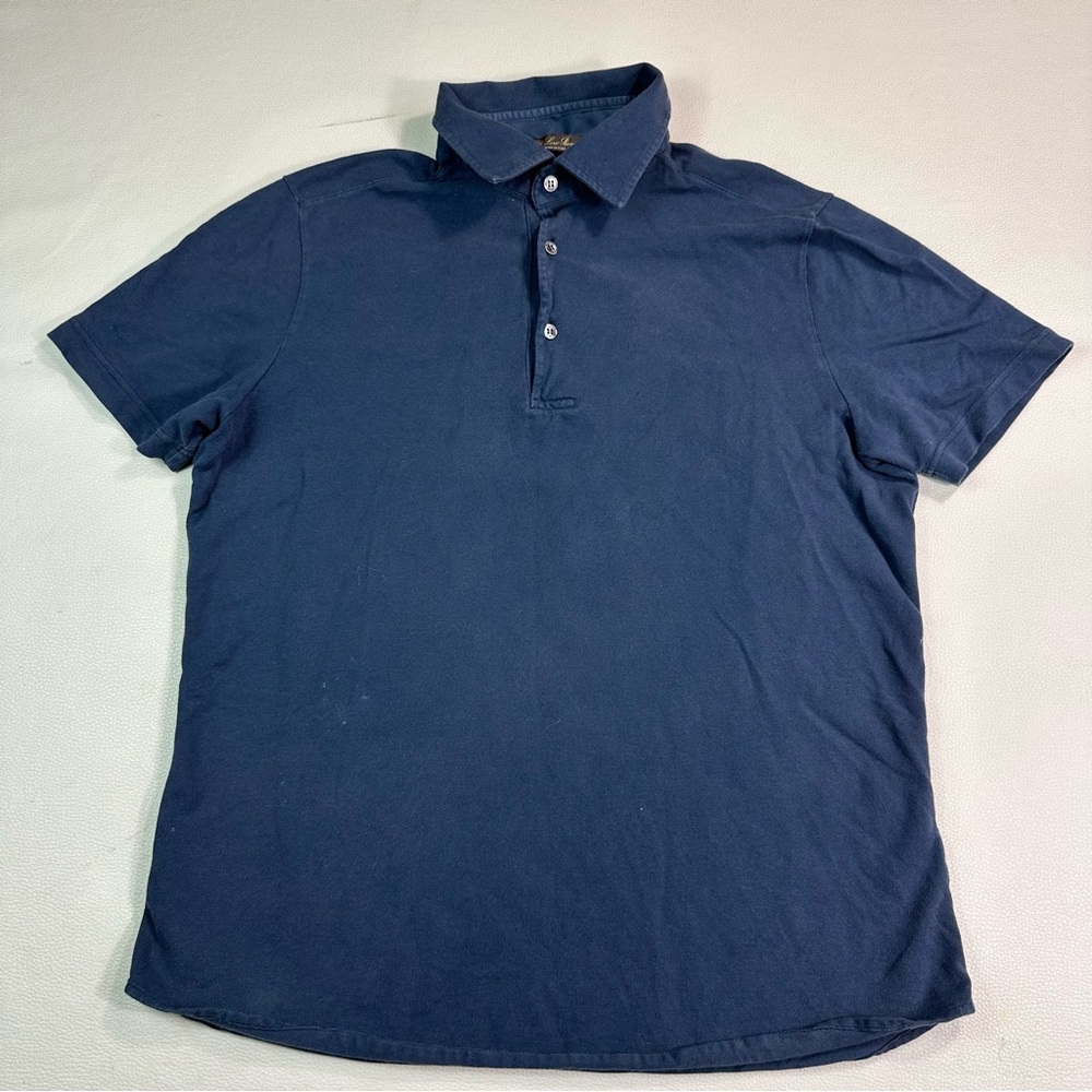 Loro Piana Mens Polo Shirt Short Sleeve Navy